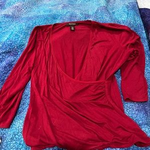 Mock wrap heavy weight 3/4 sleeve shirt